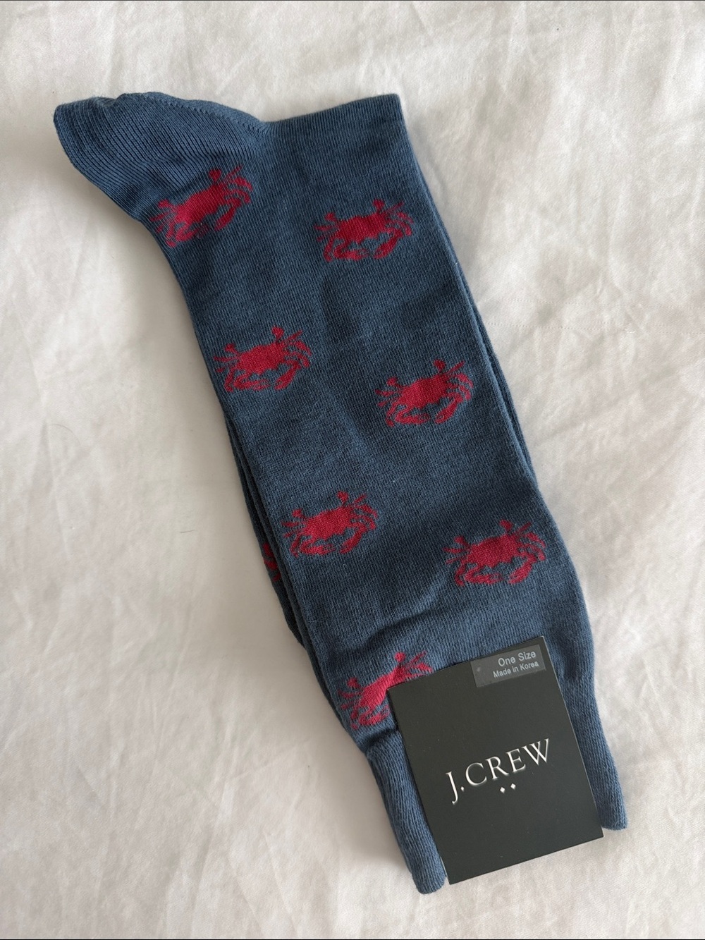 J. Crew Blue Crew Socks with Red Crab Motif